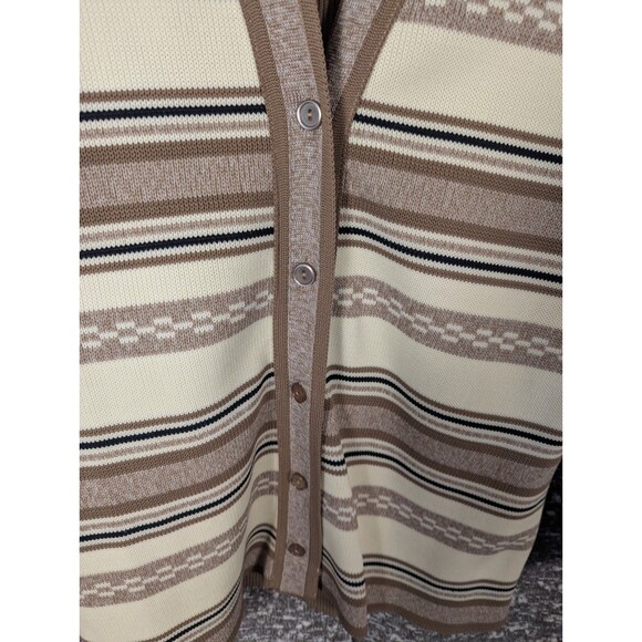 Vintage Brown/Cream‎ Striped Button Cardigan Womens Size 14 - Picture 4 of 8
